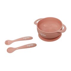 Set bol si lingurita silicon, roz, u-grow,  Articole hranire bebelusi | electropc.ro