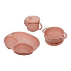 Set diversificare 3 piese silicon : bol , farfurie si cana cu cioc, roz, u-grow,  Articole hranire bebelusi | electropc.ro