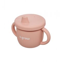 Set diversificare 3 piese silicon : bol , farfurie si cana cu cioc, roz, u-grow,  Articole hranire bebelusi | electropc.ro