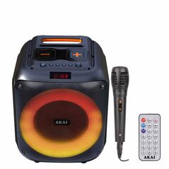 Boxa portabila akai bluetooth 5.0, putere rms 40w, intrare aux de 3,5 mm, timp de încărcare - aprox. 6 ore, baterie 7.4v, 3600mah consum de energie 15w, impedanță 2 ohmi (difuzor), raport s/n 60db, distorsiune 10%, negru,  Sisteme audio | electropc.ro