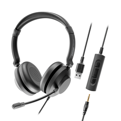 Headset axtel one uc35 stereo hd axh-one , corded, plug&play usb / 3.5mm jack headset conectivity usb-a, usb-c; jack / with stereo hd . speaker size has 40 mm / passive noise reduction : strong / vegan leather,  Casti audio | electropc.ro