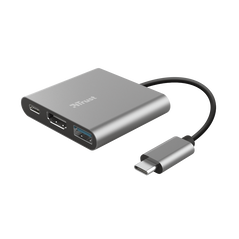 Hub usb trust dalyx, 3 porturi usb-c, silver,  Cabluri video | electropc.ro