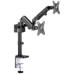 Brat de birou pentru monitor neomounts, poate sustine 2 monitoare cu diagonala display 17-27", suporta pana la 14kg per monitor, full motion, +45°, -45° inclinatie, +90°, -90° swivel, +180°, -180° rotatie,  vesa min 75x75, vesa max 100x100, reglabil pe in,  Suporturi TV & Monitor | electropc.ro