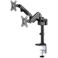 Brat de birou pentru monitor neomounts, poate sustine 2 monitoare cu diagonala display 17-27", suporta pana la 14kg per monitor, full motion, +45°, -45° inclinatie, +90°, -90° swivel, +180°, -180° rotatie,  vesa min 75x75, vesa max 100x100, reglabil pe in,  Suporturi TV & Monitor | electropc.ro