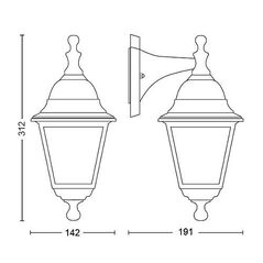 Aplica tip felinar pentru exterior philips lima, 1xe27, max 60w, ip44, 205x150x355mm, negru,  Aplice de exterior | electropc.ro