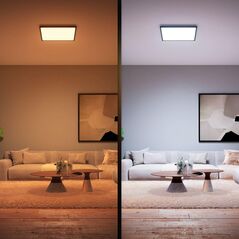 Panou led philips hue aurelle sq, bluetooth, 39w, 3750 lm, lumina alba (2200-6500k), ip20, 60cm, aluminiu, negru, intrerupator cu variator inclus,  Lampi de interior | electropc.ro