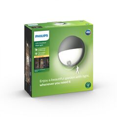 Aplica led pentru exterior cu senzor de miscare philips capricorn, 6w (47w), 600 lm, lumina calda (2700k), ip44, 78x214mm, antracit,  Aplice de exterior | electropc.ro