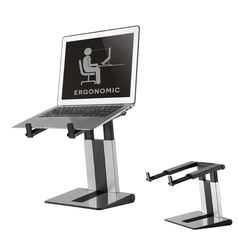 Nm newstar foldable laptop stand stand silver/ black  specifications general min. screen size*: 10 inch max. screen size*: 17 inch min. weight: 0 kg max. weight: 5 kg screens: 1 desk mount: stand  functionality height adjustment: 20,7-26,7 cm width adjust,  Stand & Cooling pad | electropc.ro