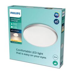 Plafoniera led philips spray cl260, 12w, 1200 lm, lumina calda (2700k), ip44, 28.7cm, metal/plastic, argintiu,  Lampi de interior | electropc.ro