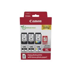 Canon pachet cartuse cearneala pg-545xl x2 /cl-546xl multipack, capacitate negru: 2 x 400 pagini/13ml, color: 300 pagini / 15ml, compatibil cu: pixma 2550s, pixma ip2850, pixma mg2450, pixma mg2550, pixma mg2950, pixma mg3050, pixma mg3051, pixma mg3052, ,  Cartuse cerneala | electropc.ro