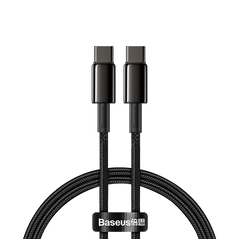 Cablu alimentare si date baseus tungsten gold, fast charging, usb type-c la usb type-c, putere 100w, brodat, 1m, negru,  Cabluri periferice | electropc.ro