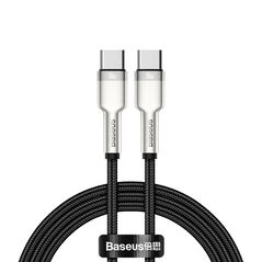 Cablu alimentare si date baseus tungsten gold, fast charging, usb type-c la usb type-c 100w, brodat, lungime 2m, negru,  Cabluri periferice | electropc.ro