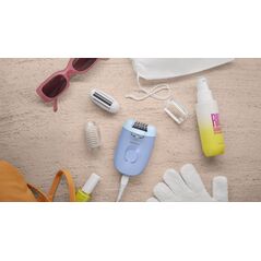 Epilator cu fir philips seria 4000 bre247/00, 2 viteze, 4 accesorii, retea, albastru, l x a x i (mm) 50x120x145,  Epilatoare | electropc.ro