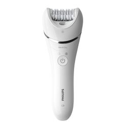 Epilator umed si uscat philips seria 8000 bre710/00, 32 pensete, 2 viteze, 5 accesorii, wet&dry, acumulator, alb, l x a x i (mm) 65x148x185,  Epilatoare | electropc.ro