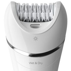 Epilator umed si uscat philips seria 8000 bre710/00, 32 pensete, 2 viteze, 5 accesorii, wet&dry, acumulator, alb, l x a x i (mm) 65x148x185,  Epilatoare | electropc.ro