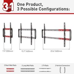 Suport tv de perete barkan, pentru ecrane de pana la 13" - 90", greutate maxima suportata 60kg, distanta fata de perete 80mm - 200mm, vesa max. 600x400 mm, negru,  Suporturi TV & Monitor | electropc.ro