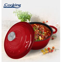 Semioala fonta+capac 24x11.5cm,4l, red line, cooking by heinner,  Tavi copt | electropc.ro