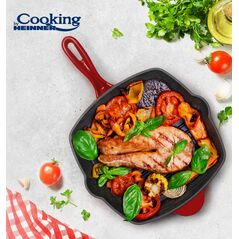 Tigaie grill fonta 26.5x4.5 cm, red line, cooking by heinner,  Tigai si seturi | electropc.ro