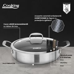Cratita cu capac, 30x7.8 cm, 4.8 l, titanium3, cooking by heinner,  Tavi copt | electropc.ro