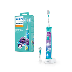 Periuta de dinti electrica pentru copii philips sonicare for kids hx6322/04, 62000 miscari/min, 2 programe, 2 capete, albastru, l x a x i (mm) 110x64x220,  Periute electrice de dinti | electropc.ro
