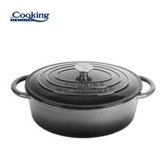 Semioala  fonta emailata ovala + capac 37x29x15 cm, 9l marble grey, cooking by heinner,  Tavi copt | electropc.ro