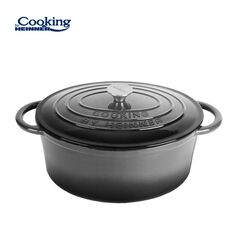 Semioala fonta ovala emailata + capac 33x26.5x11.5cm, 6l marble grey, cooking by heinner,  Tavi copt | electropc.ro