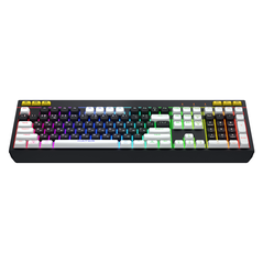Tastatura mecanica cu fir hator icefall, conectivitate usb, polling rate 1000hz, iluminare rgb pentru 8 zone diferite, tip switch membrana, material taste abs cu gravare laser si acoperire uv, negru-alb,  Tastaturi | electropc.ro
