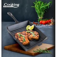 Tigaie grill  fonta pura, 25 x 4.7 cm, cooking by heinner,  Tigai si seturi | electropc.ro