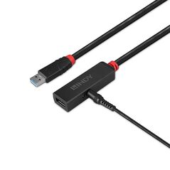 Adaptor lindy usb 3.0 active extension slim, material pvc, lungime cablu 5m, latime de banda suportata 5 gbps, putere 2.5/0.7mm dc connector,  Cabluri video | electropc.ro