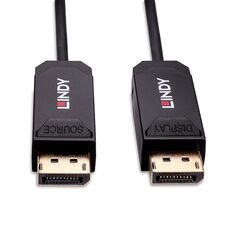 Cablu lindy hybrid displayport, lungime 50m, fibra optica, latime de banda suportata 40gbps, rezolutie maxima 680x4320@60hz 4:2:0 10bit, 3840x2160@144hz 4:4:4 10bit, negru,  Cabluri video | electropc.ro