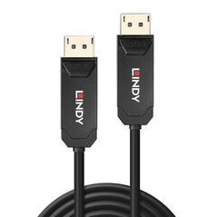 Cablu lindy hybrid displayport, lungime 50m, fibra optica, latime de banda suportata 40gbps, rezolutie maxima 680x4320@60hz 4:2:0 10bit, 3840x2160@144hz 4:4:4 10bit, negru,  Cabluri video | electropc.ro