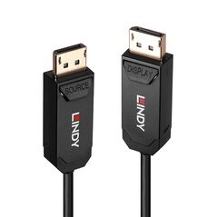 Cablu lindy hybrid displayport, lungime 50m, fibra optica, latime de banda suportata 40gbps, rezolutie maxima 680x4320@60hz 4:2:0 10bit, 3840x2160@144hz 4:4:4 10bit, negru,  Cabluri video | electropc.ro