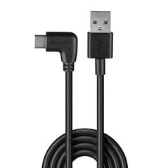 Cablu lindy usb c 2 90°, lungime 1m, putere maxima 15w, latime de banda suportata 480mbps, negru,  Cabluri video | electropc.ro