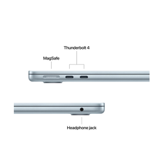 Macbook air 13.6" retina/apple m4 (cpu 10-core, gpu 8-core, neural engine 16-core)/16gb/256gb - sky blue - int kb (2025) 30w usb‑c,  Laptopuri | electropc.ro