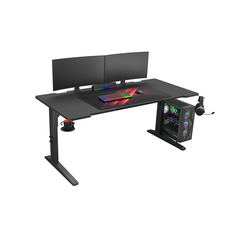 Birou gaming genesis holm modular 160, material lemn/metal, reglabil pe inaltime 70 - 90 cm, iluminare rgb, management cabluri, negru,  Birouri gaming | electropc.ro
