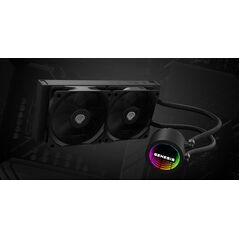Cooler procesor genesis hydria 240 negru, dimensiune radiator 276x120x27mm, 2 ventilatoare argb, viteza ventilatoare: 500-1550 rpm, airflow ventilatoare: 80 cfm, suport amd: am4/am5, suport intel: lga 1151/1156/1150/1200/1700/1851,  Ventilatoare carcasa | electropc.ro
