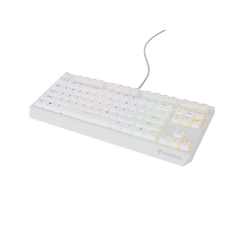 Tastatura gaming mecanica cu fir genesis thor 230 tkl, iluminare rgb, switch-uri brown, 87 taste, 11 butoane multimedia, alb,  Tastaturi | electropc.ro