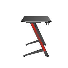 Birou gaming serioux razor  material: mdf și melamină, plastic, oțel dimensiuni 1200x600x750mm dimensiuni blat (lxlxa) 1200x600x15mm greutate suportata 75kg iluminare ambientală led cu gradient multicolor culoare: negru și negru mat, negru și roșu mat,  Birouri gaming | electropc.ro