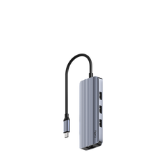 Cudy 6-in-1 usb hub, aluminium housing,1 usb-c 3.0 5gbps male connecter with 25cm cable, 1x 4k@60hz hdmi port, 1 gigabit ethernet port, 3 usb-a 3.0 5gbps port, 1 usb-c power input ports(5v/2a max),  compatible with macbook, mac pro, mac mini, imac, surfac,  Hub-uri USB | electropc.ro