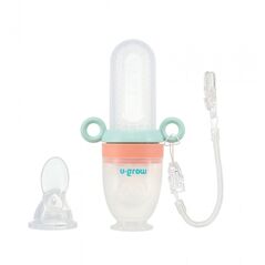 Dizpozitiv de hranire cu 2 tetine : suzeta fructe + lingurita, u-grow,  Articole hranire bebelusi | electropc.ro