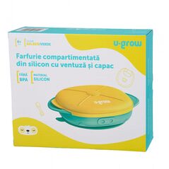 Farfurie silicon cu capac , galbena, u-grow,  Articole hranire bebelusi | electropc.ro