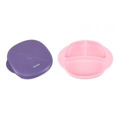 Farfurie silicon cu capac , mov, u-grow,  Articole hranire bebelusi | electropc.ro