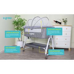 Patut 2 in 1 co-sleeper cu functie de leagan, u-grow,  Mobilier camera copii | electropc.ro