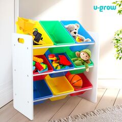 Raft depozitare jucarii cu 9 cosuri multicolore, u-grow,  Mobilier camera copii | electropc.ro