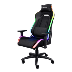 Scaun gaming trust gxt 719 ruya, iluminare rgb, 5 roti, ridicare pe gaz clasa 4, adjustabil pe inaltime, material piele pu si plastic, greutate maxima suportata 150 kg, negru,  Scaune gaming | electropc.ro