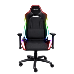 Scaun gaming trust gxt 719 ruya, iluminare rgb, 5 roti, ridicare pe gaz clasa 4, adjustabil pe inaltime, material piele pu si plastic, greutate maxima suportata 150 kg, negru,  Scaune gaming | electropc.ro