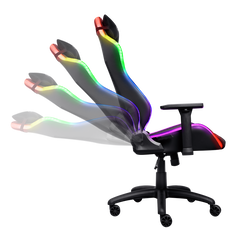 Scaun gaming trust gxt 719 ruya, iluminare rgb, 5 roti, ridicare pe gaz clasa 4, adjustabil pe inaltime, material piele pu si plastic, greutate maxima suportata 150 kg, negru,  Scaune gaming | electropc.ro