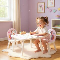 Set 2 scaune +birou unicorns, u-grow,  Mobilier camera copii | electropc.ro