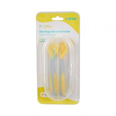 Set lingurita si furculita , galben, u-grow,  Articole hranire bebelusi | electropc.ro