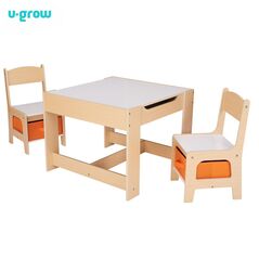 Set masuta si 2 scaune , lemn natur, u-grow,  Mobilier camera copii | electropc.ro